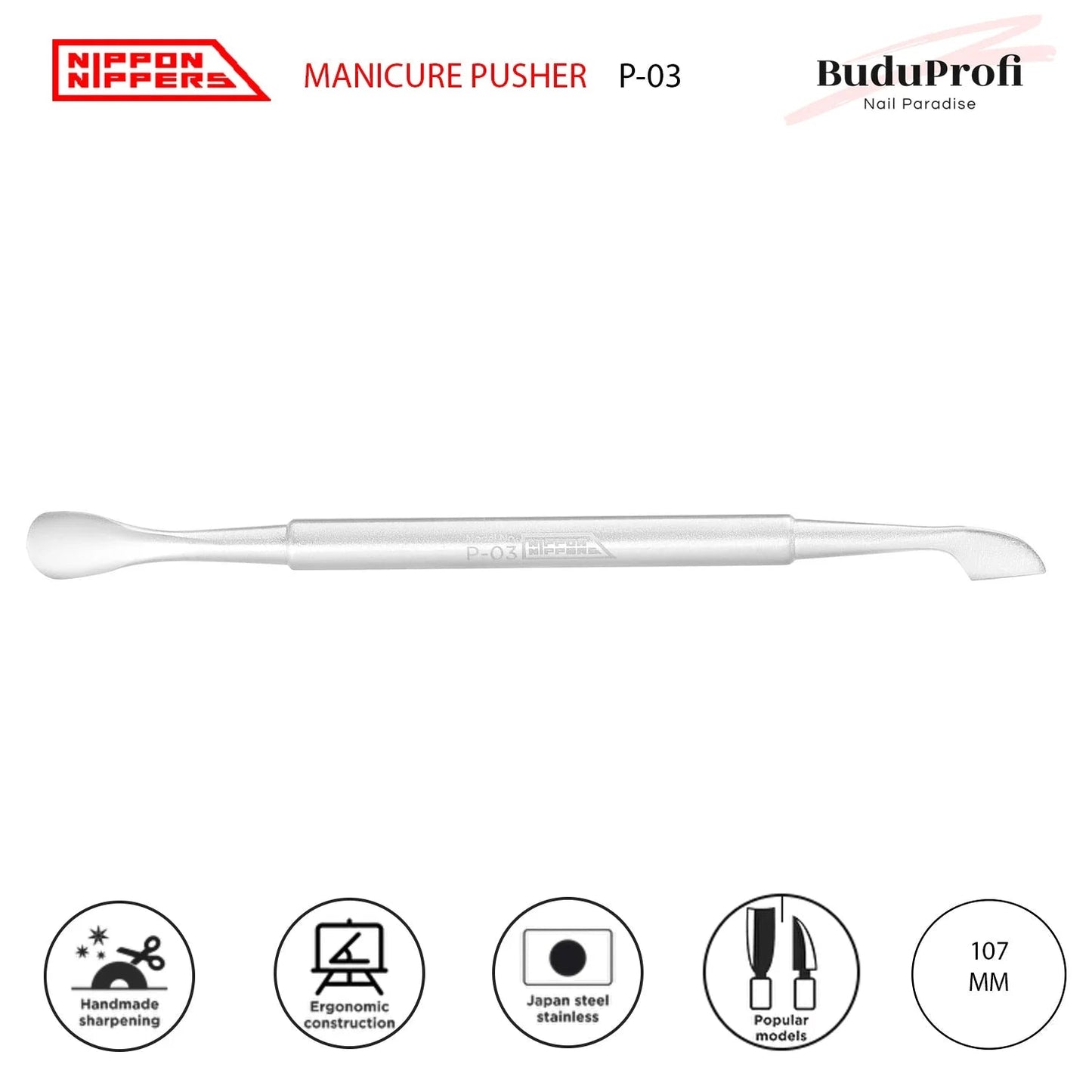 NN, Empujador de Cutícula, Espátula y Hacha, P-03 NIPPON NIPPERS